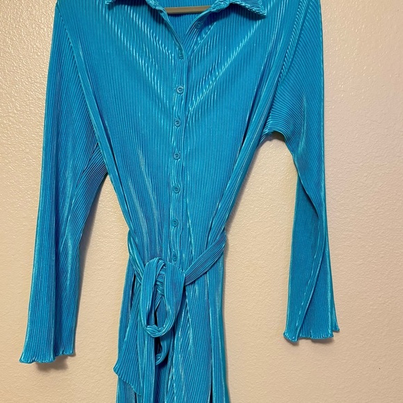 Vibrant Blue Pleated Dress - Picture 1 of 3
